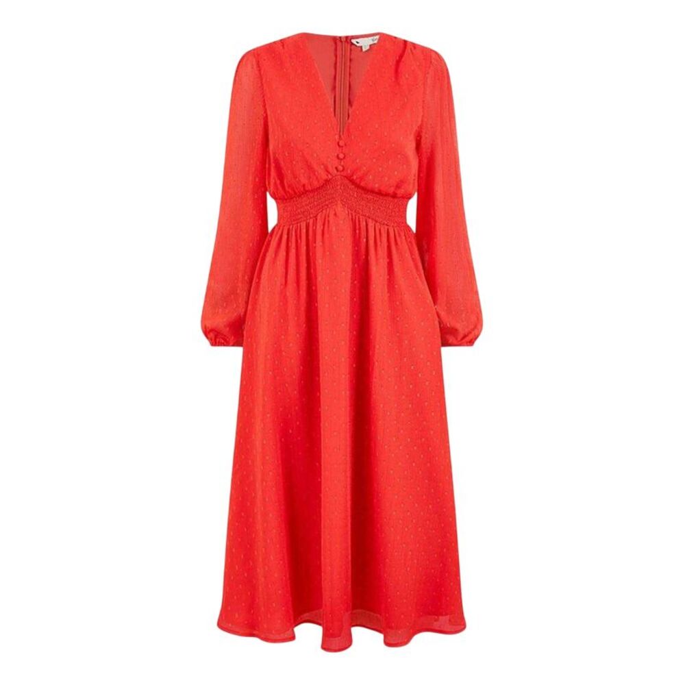 Yumi Womens/Ladies Shimmer Dobby Midi Swing Dress / Red